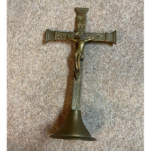 Rare Antique Bronze Metal Statue of Jesus on the Cross